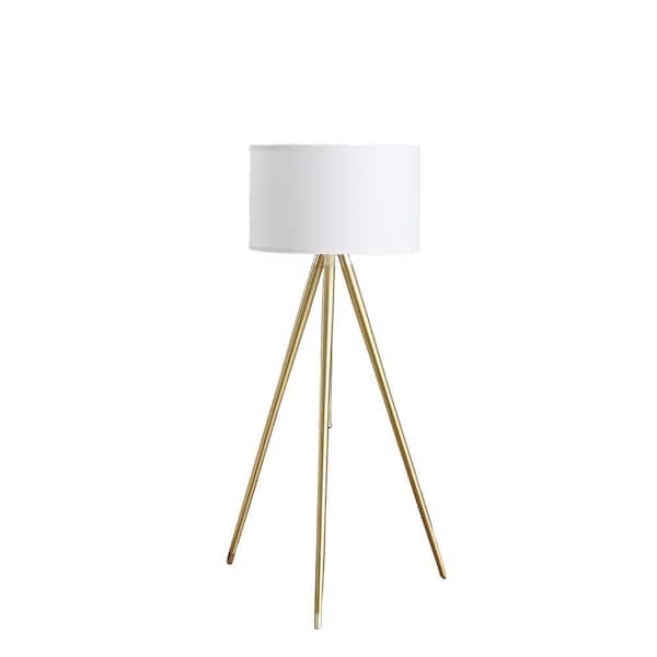 ORE International 64 in. Adjustable Height Brass Gold Modern Tripod Floor Lamp