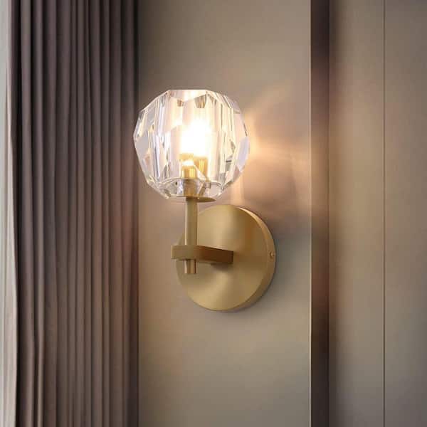 送料無料・選べる4個セット Clear Crystal Ball Wall Lamp, Siljoy Modern Wall Mounted  Light Antique Brass Wall Sconce Lighting Fixture for Living Room Bedroom  Hallway (1-Light