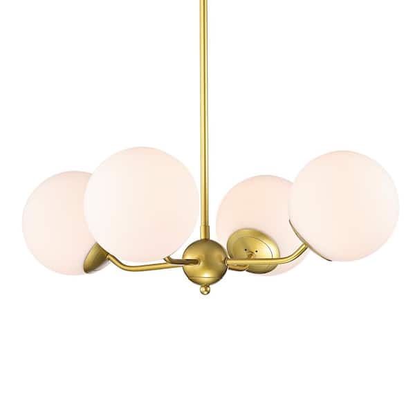 Warehouse of Tiffany Dioneesha 47 in. 4-Light Indoor Matte Gold Finish Chandelier with Light Kit