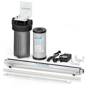 Whole House Ultraviolet UV Light 8 GPM Water Treatment System with Triple Purpose Sediment/Carbon/Siliphos Filter Bundle