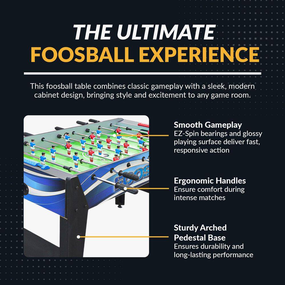 Allure 48-Inch Black and Blue Foosball Table with Engineered Wood