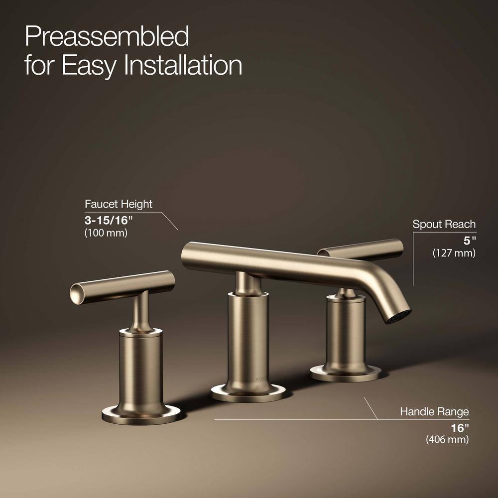 Elegant Purist Double-Handle Brushed Bronze Bathroom Faucet