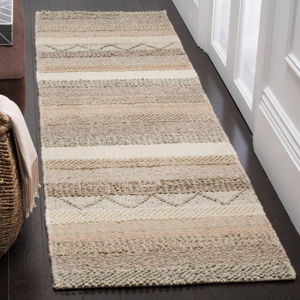 Natura Beige 2 ft. x 16 ft. Geometric Runner Rug