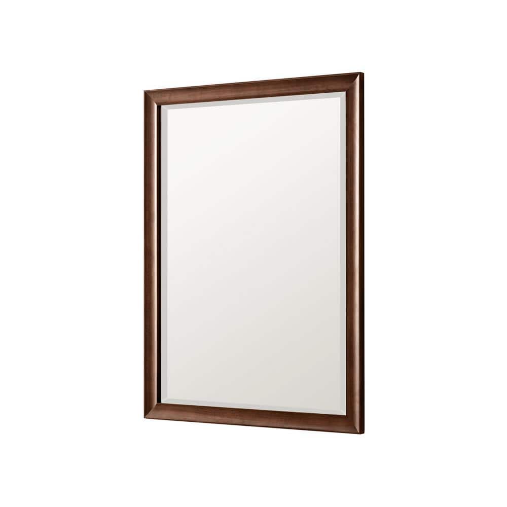 Mid-Century Walnut 40" x 30" Rectangular Wood Bathroom Mirror