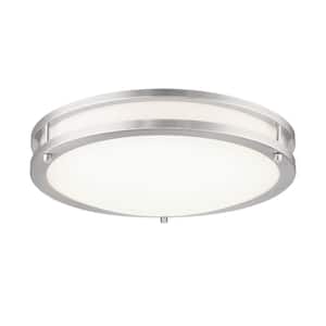 Vantage 13.75 in. 1-Light Brushed Nickel LED Flush Mount with Acrylic Diffuser