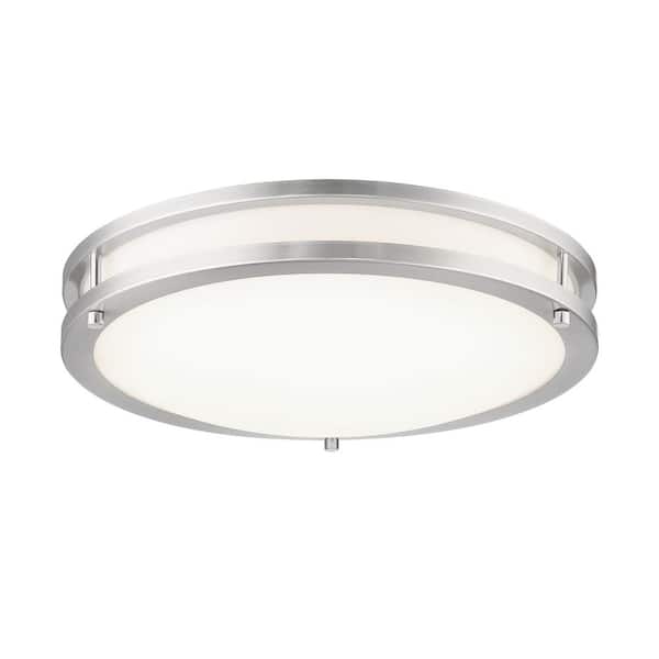 Minka Lavery Vantage 13.75 in. 1-Light Brushed Nickel LED Flush Mount with Acrylic Diffuser