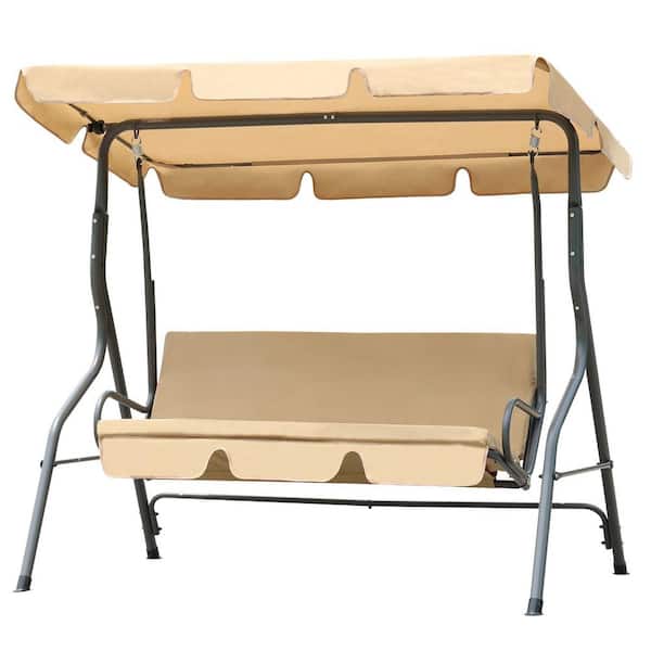 Tunearary Outdoor Patio Swing Chair with Adjustable Canopy for Garden, Pool, Balcony, Brown