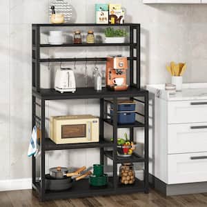 Details about   Bakers Rack Kitchen Storage Stand Shelf Cart Organizer Metal Holder Black Wood 