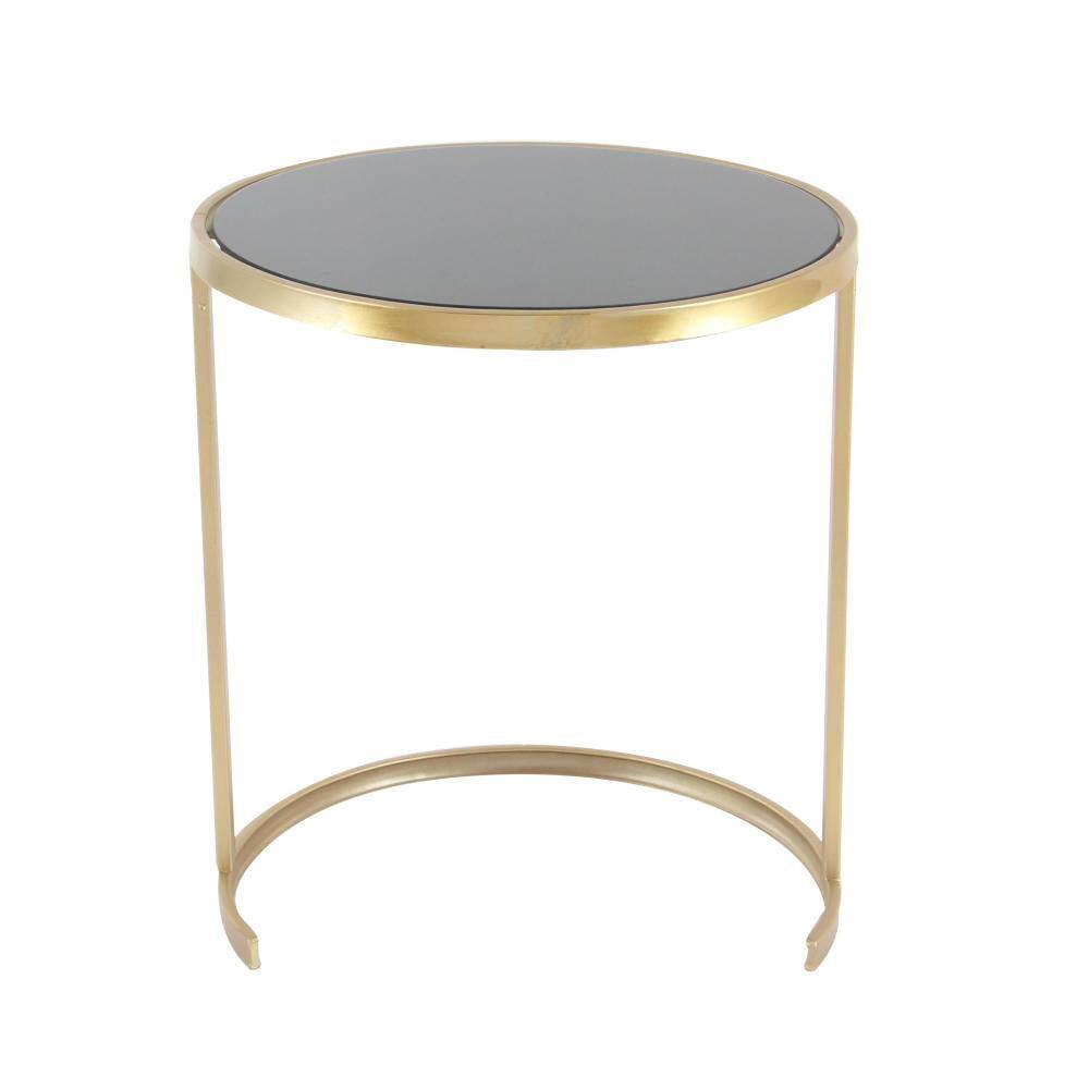 Elegant Gold Metal and Mirrored Glass Round Nesting Tables, Set of 3