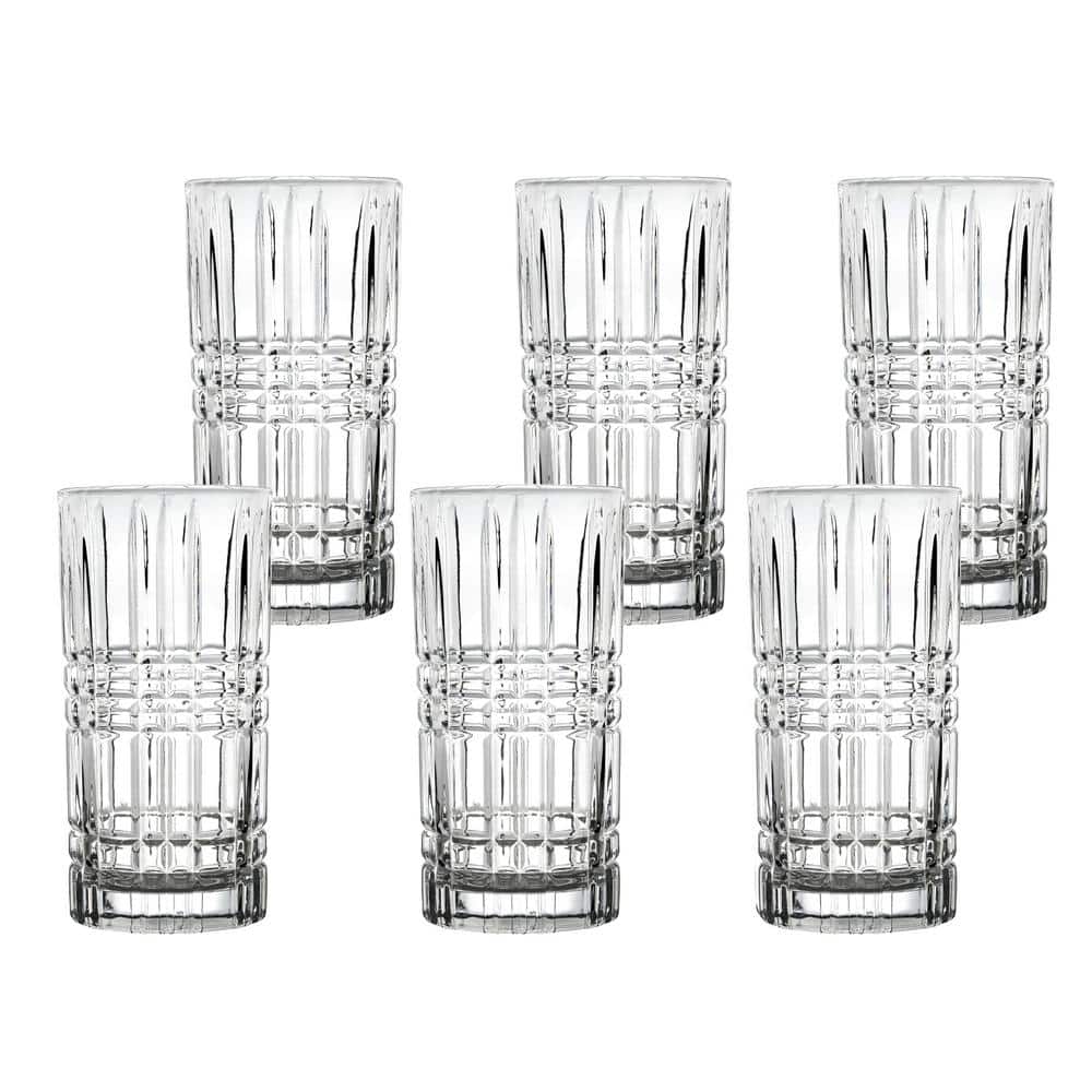 Set of 8 Highball Glasses 12oz Cups Textured Trendy Glassware for Drinking  Water for sale online