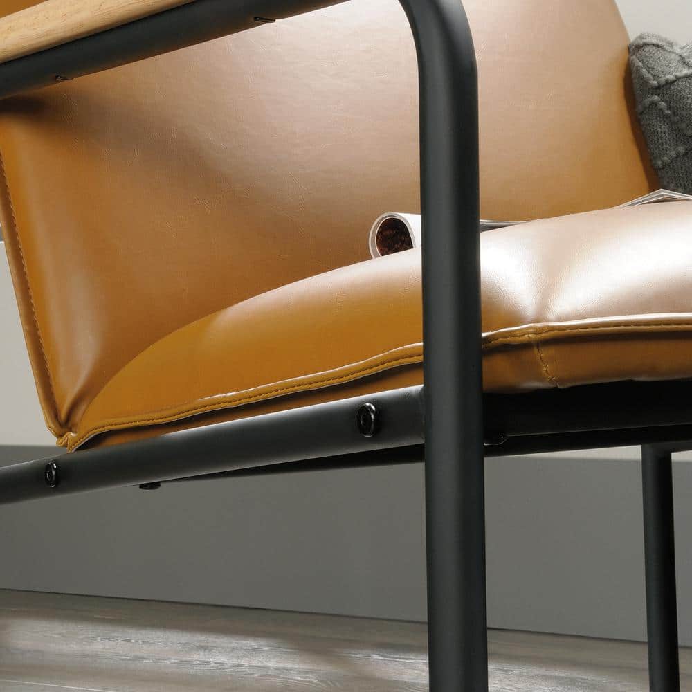 Boulevard Camel Faux Leather Lounge Chair with Metal Frame
