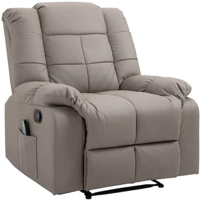 Grey PU Leather Massage Recliner Sofa with 8-Point Massage Motors Remote Control and Thick Padding