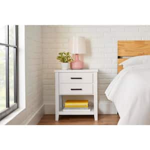 Stafford White 2-Drawer Nightstand (26 in. H x 22 in. W x 17 in. D)