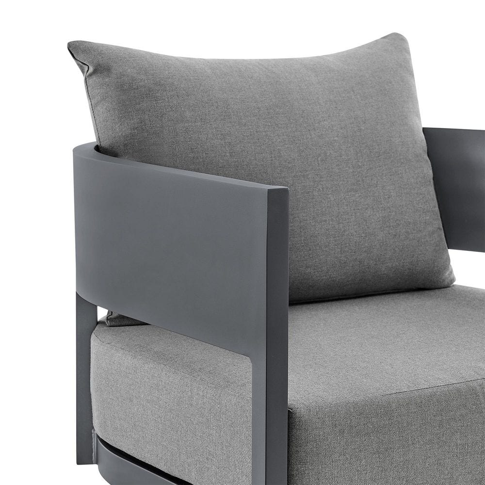 Argiope Gray Aluminum Outdoor Swivel Rocking Chair with Cushions
