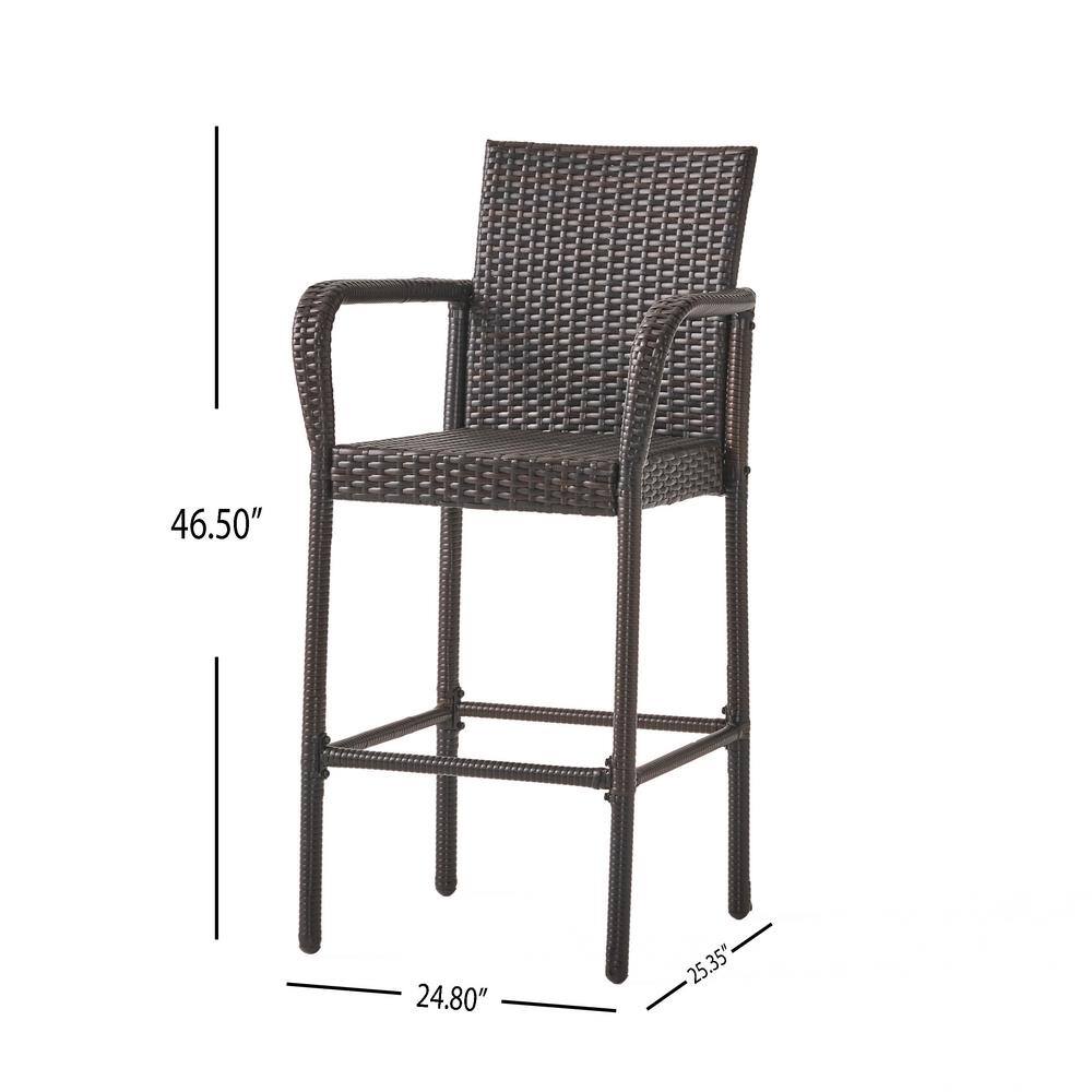 Stewart 30-Inch Brown Wicker Outdoor Barstools, Set of 2