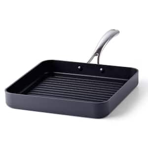 11 in. Hard-Anodized Aluminum Nonstick Grill Pan in Black