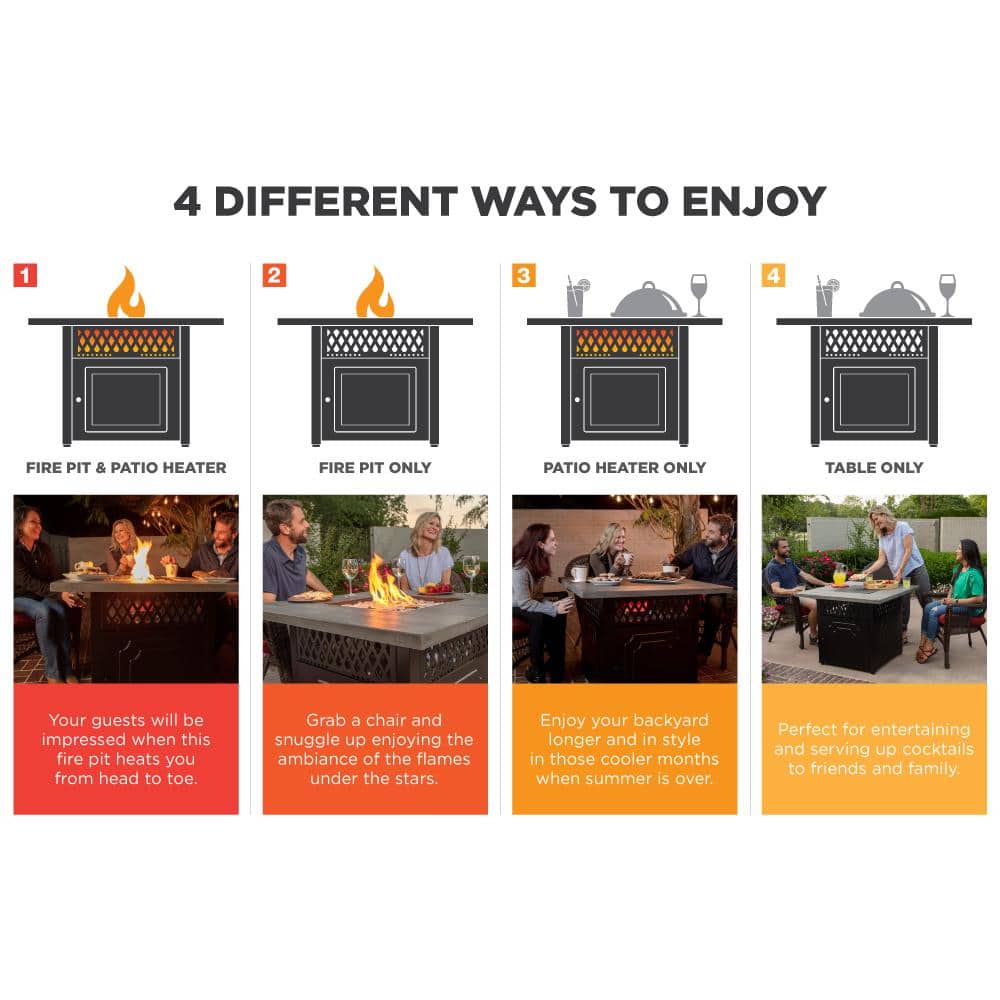 Bronze Square Steel Propane Gas Fire Pit Table with Oil-Rubbed Finish