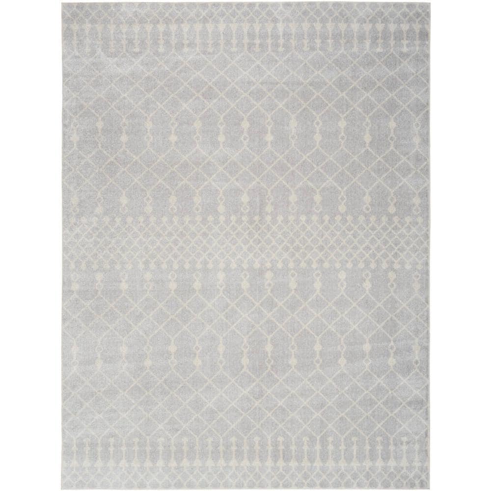 Astra Gray 12' x 15' Synthetic Trellis Washable Rug