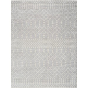 Astra Machine Washable Grey 12 ft. x 15 ft. Moroccan Transitional Area Rug