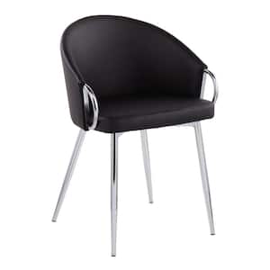 Claire Black Faux Leather and Silver Metal Dining Chair