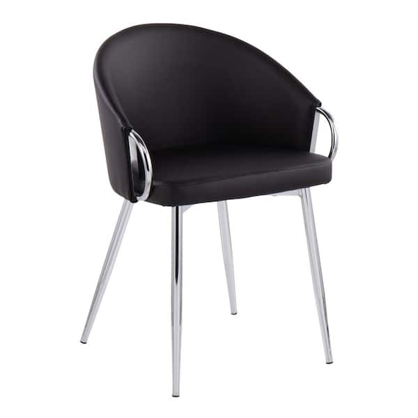 Lumisource Claire Black Faux Leather and Silver Metal Dining Chair