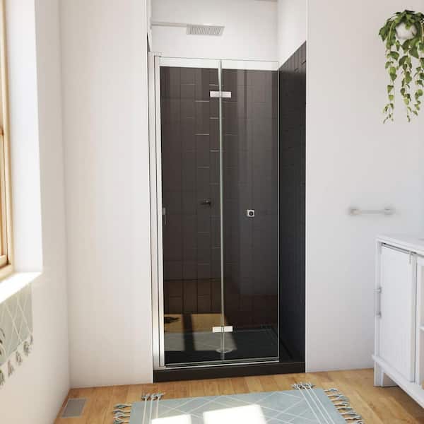 DreamLine 32 in. L x 32 in. W x 76-3/4 in. H Center Drain Alcove Shower Stall Kit in Brushed Nickel