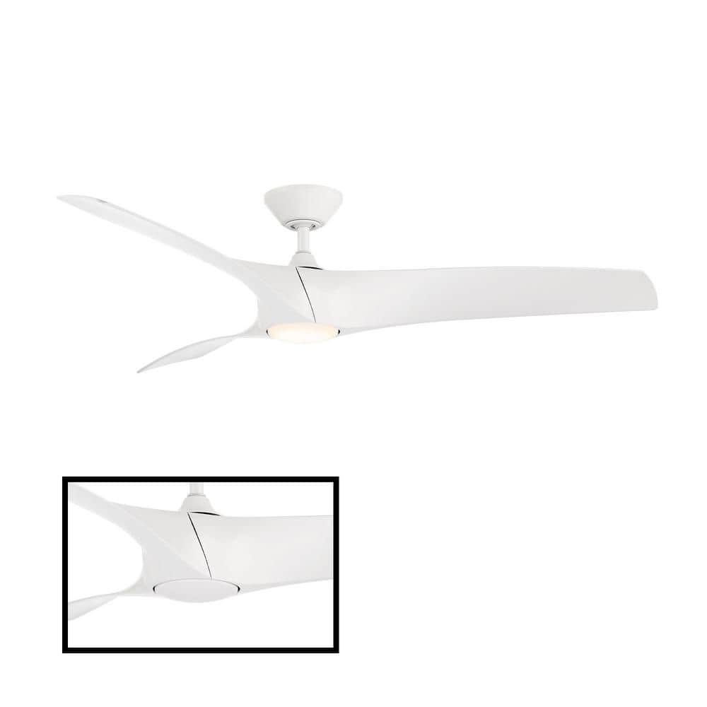 Zephyr 52" Matte White Smart Ceiling Fan with LED Light and Remote