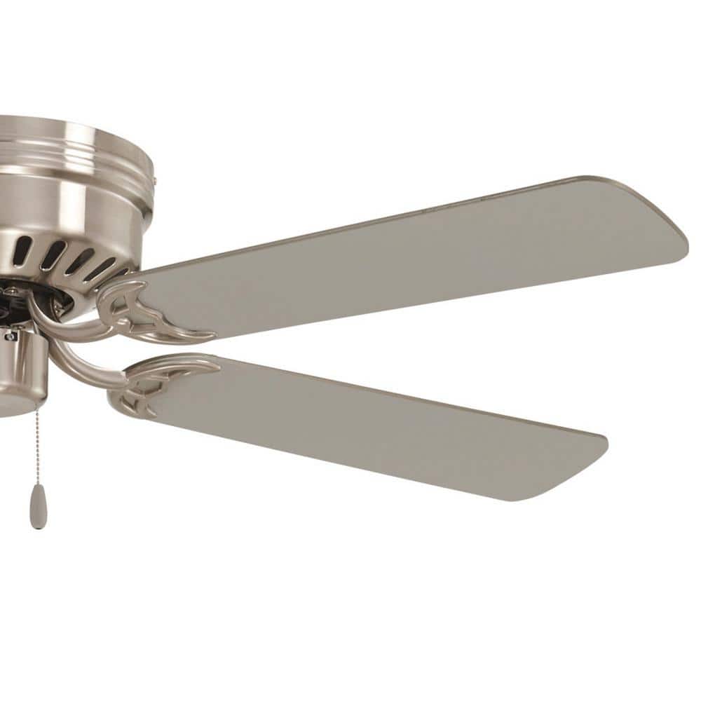 52-Inch Brushed Nickel Low Profile Ceiling Fan with Silver Blades