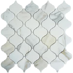 Natural Carrara Gold 12.01 in. x 12.21 in. Arabesque Polished Marble Mosaic Tile (10.2 sq. ft./Case)