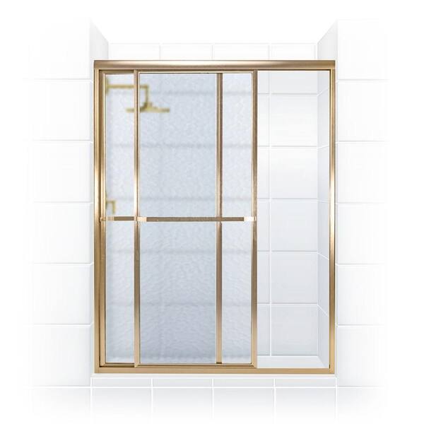 Coastal Shower Doors Paragon Series 60 in. x 70 in. Framed Sliding Shower Door with Towel Bar in Gold and Obscure Glass