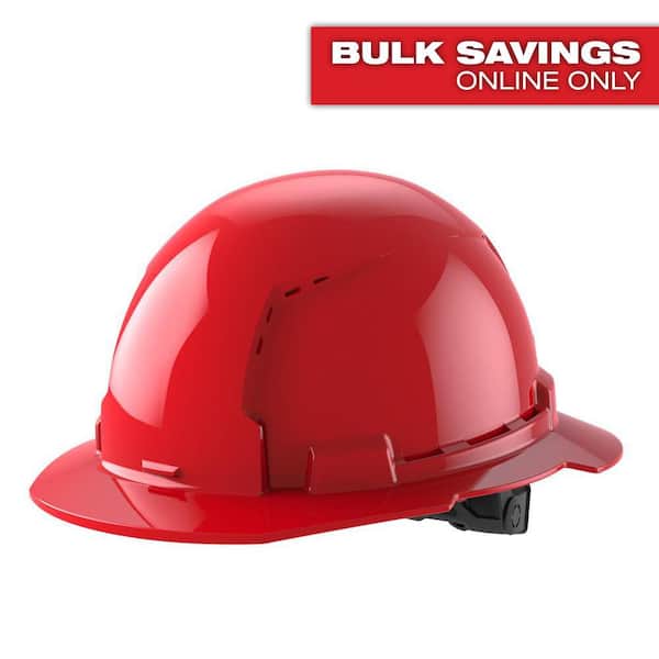 BOLT Red Type 1 Class C Full Brim Vented Hard Hat with 6 Point Ratcheting Suspension