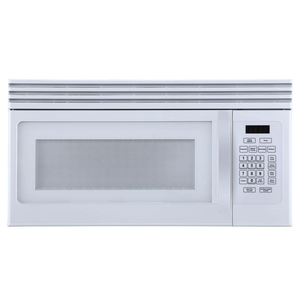 29.9 in. Width 1.6 cu. ft. White 1000-Watt Over-the-Range Microwave with Top Mount Air Recirculation Vent