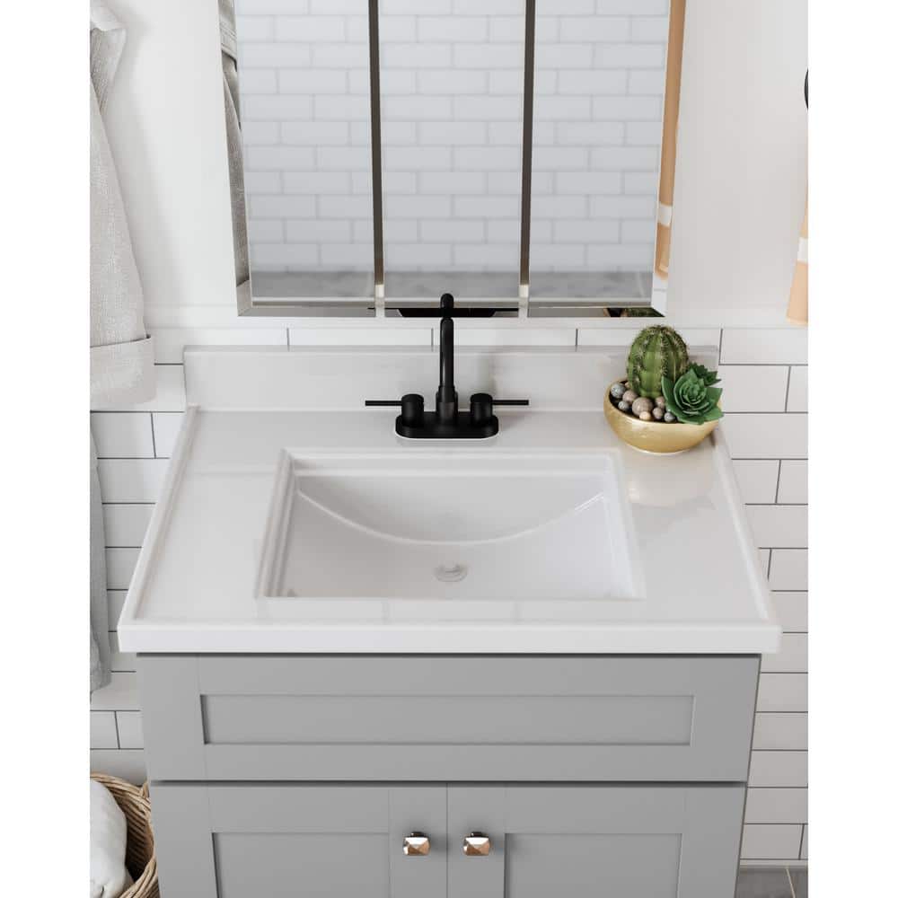 Camilla 25-Inch White Cultured Marble Vanity Top with Backsplash