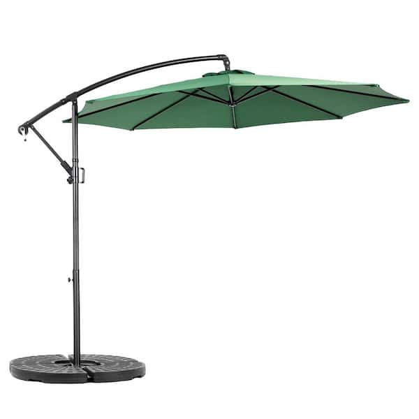 10 ft. Cantilever Patio Umbrella Offset Hanging Umbrella Without Base in Dark green
