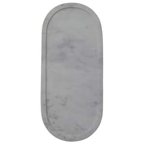 18 in. W x 0.6 in. H x 8 in. D Oval Abstract Heart SilhouettesWhite Marble Serving Tray