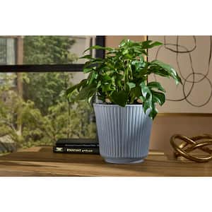 7.9 in. x 7.9 in. D x 7.1 in. H Leeanne Small Glossy Blue Textured Ceramic Pot
