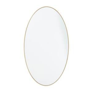 32 in. x 18 in. Gold Contemporary Wood Oval Wall Mirror