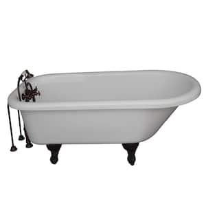 5 ft. Acrylic Ball and Claw Feet Roll Top Tub in White with Oil Rubbed Bronze Accessories
