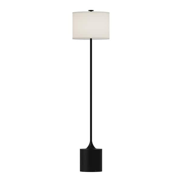 ALORA MOOD Issa 61 in. 1-Light 60-Watt Matte Black/Ivory Linen Modern Floor Lamp