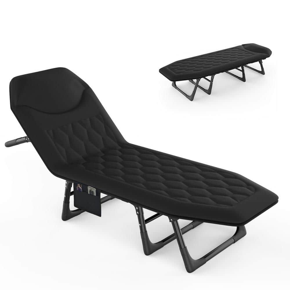 SEEUTEK Trigg Black 2 in 1 Folding Camping Cot and Lounge Chair
