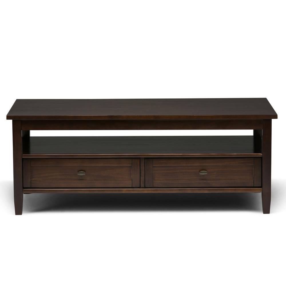 Tobacco Brown Rustic Rectangular Coffee Table with Storage