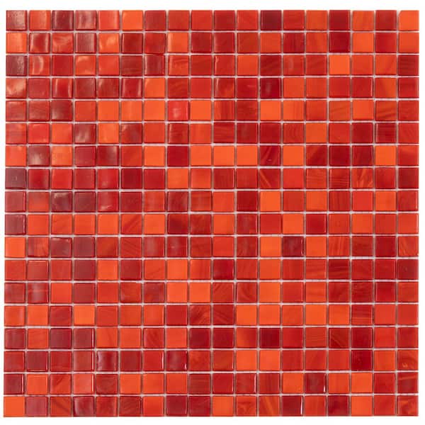 Skosh Glossy Rose Red 11.6 in. x 11.6 in. Glass Mosaic Wall and Floor Tile (18.69 sq. ft./case) (20-pack)