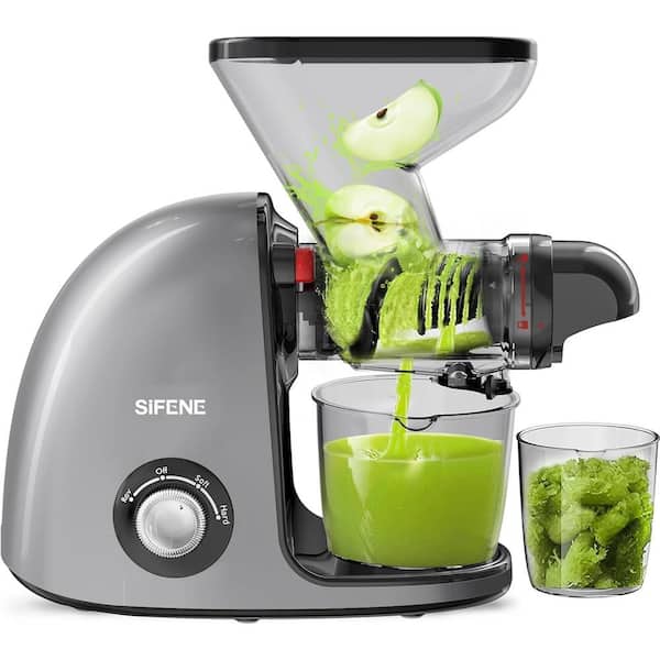 SIFENE Dual Mouth Cold Press Juicer Easy to Clean (Gray)