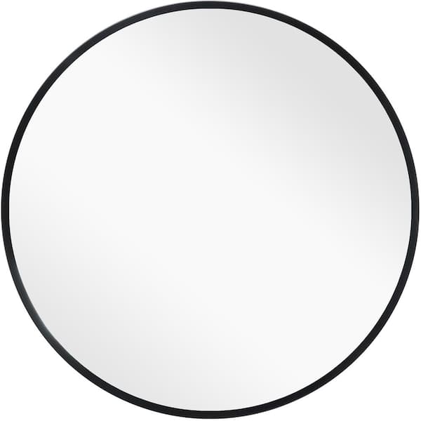 Glacier Bay 23.6 in. x 23.6 in. Classic Black Round Aluminum Framed Vanity Mirror
