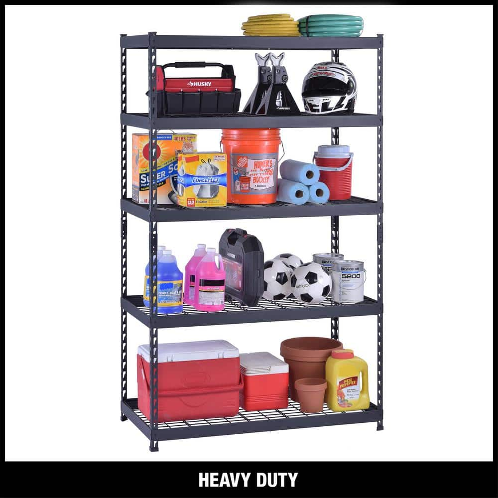 Reviews for Husky 5-Shelf Steel Heavy-Duty Garage Storage Shelving Unit in  Black (48 in. W x 24 in. D x 78 in. H) | Pg 2 - The Home Depot