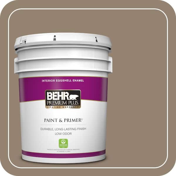 BEHR PREMIUM PLUS 5 gal. Home Decorators Collection #HDC-FL13-11 Hunt Club Brown Eggshell Enamel Low Odor Interior Paint & Primer