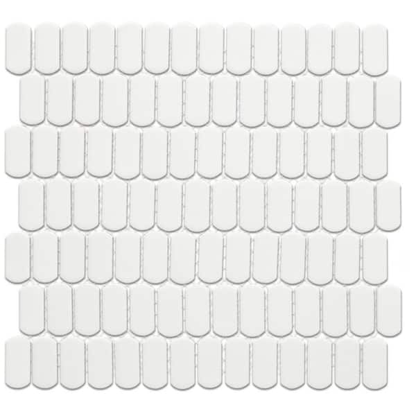 Hudson Capsule Matte White 5 in. x 6 in. Porcelain Mosaic Take Home Tile Sample