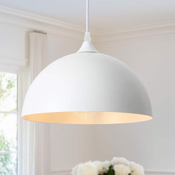 HLJYNJM 60-Watt 1 Light Matte White Dome Pendant Light 11.81 in
