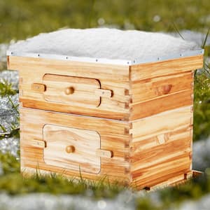 20-Frame Beehive Kit, Cedar Wood Langstroth Bee Boxes, Beeswax Coated, 1 Deep+1 Medium Box, Transparent Acrylic Windows