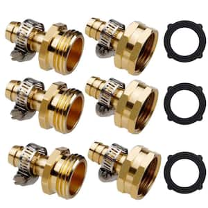 Heavy Duty Brass 1/2 in. Garden Hose Mender End Repair Connector(3-Set)